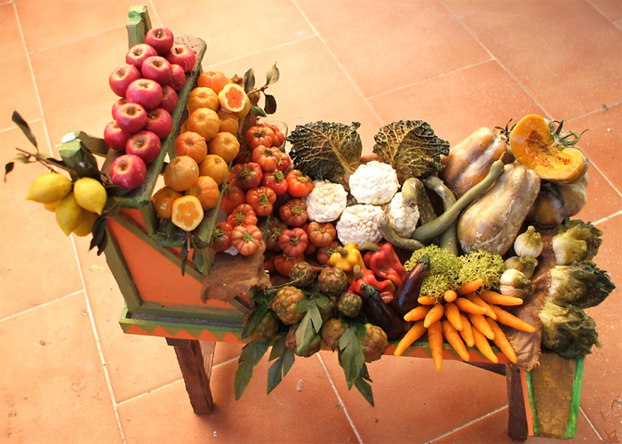 scene presepiali banco di frutta e verdura
